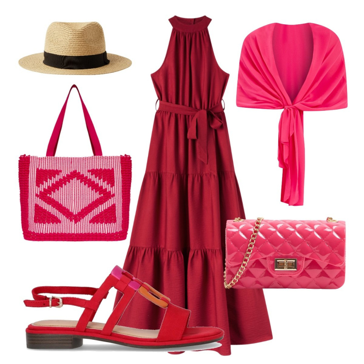 Outfit donna - Al mare e poi aperitivo. Stile Casual chic per Serata fuori. Abbinamento con borse a tracolla, vestiti lunghi, cappelli, scialli, borse a mano, sandali.