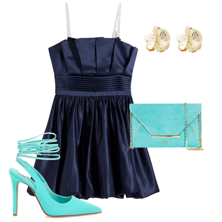 Outfit donna - Cerimonia estiva. Stile Chic per Cerimonia. Abbinamento con vestiti, pochette, orecchini, décolleté.