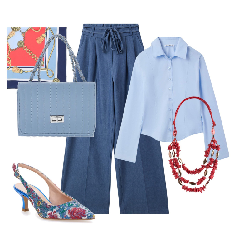 Outfit donna - Slingback colorate con stile. Stile Glamour per Tutti i giorni. Abbinamento con jeans, camicie, foulard, décolleté, borse a tracolla, collane.