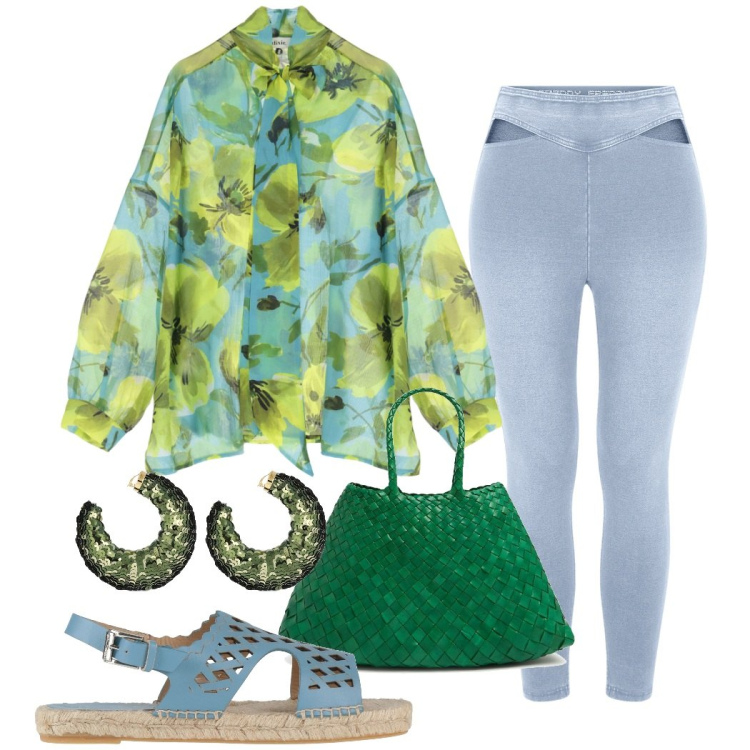 Outfit donna - Urban style. Stile Casual chic per Tutti i giorni. Abbinamento con espadrillas, jeggings, bluse, orecchini, borse a spalla.