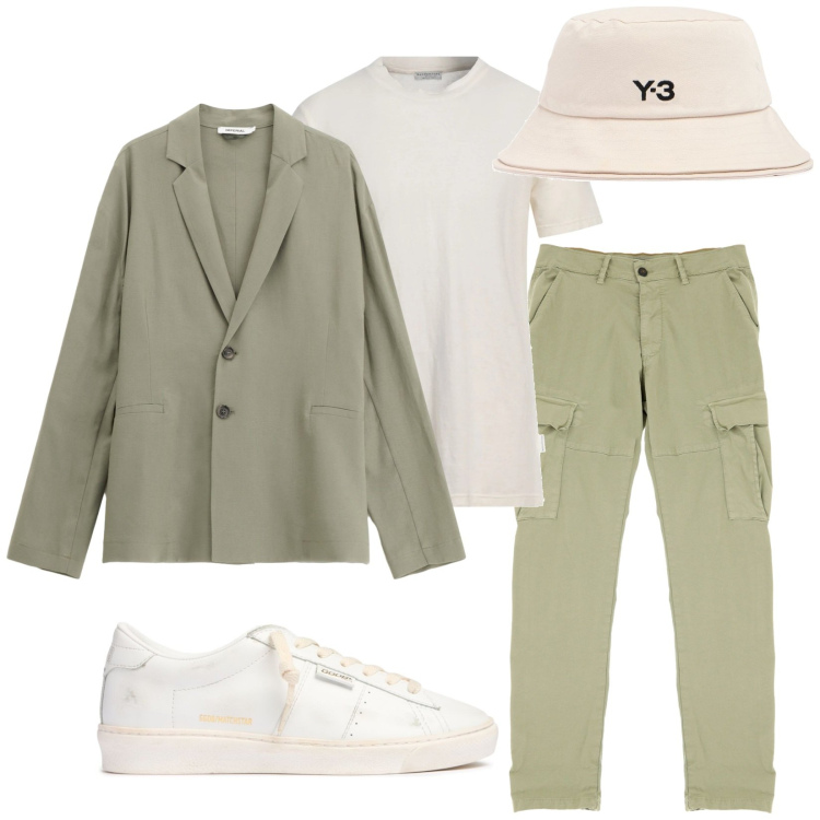 Outfit uomo - Safari. Stile Trendy per Tutti i giorni. Abbinamento con t-shirt, pantaloni cargo, giacche, sneakers, cappelli.