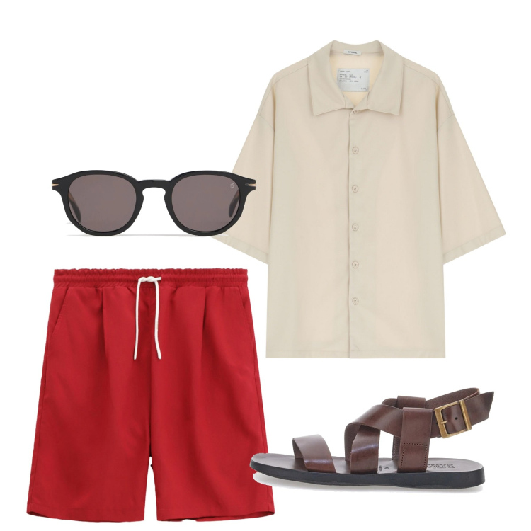 Outfit uomo - Giugno weekend. Stile Casual per Tutti i giorni. Abbinamento con bermuda, camicie, sandali, occhiali da sole.
