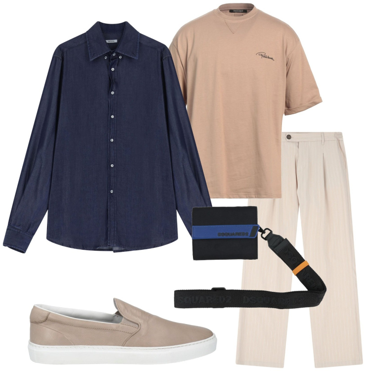 Outfit uomo - Ti va un caffè?. Stile Trendy per Tutti i giorni. Abbinamento con sneakers, portafogli, t-shirt, pantaloni, camicie.