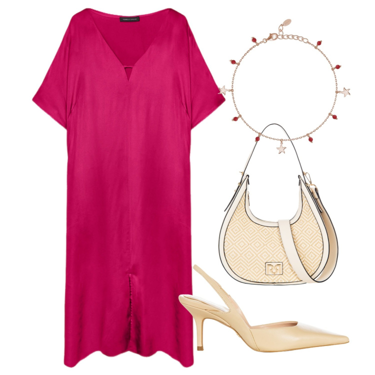 Outfit donna - L\'abito tinta unita!. Stile Minimal per Serata fuori. Abbinamento con braccialetti con ciondoli, borse a mano, décolleté, vestiti lunghi.