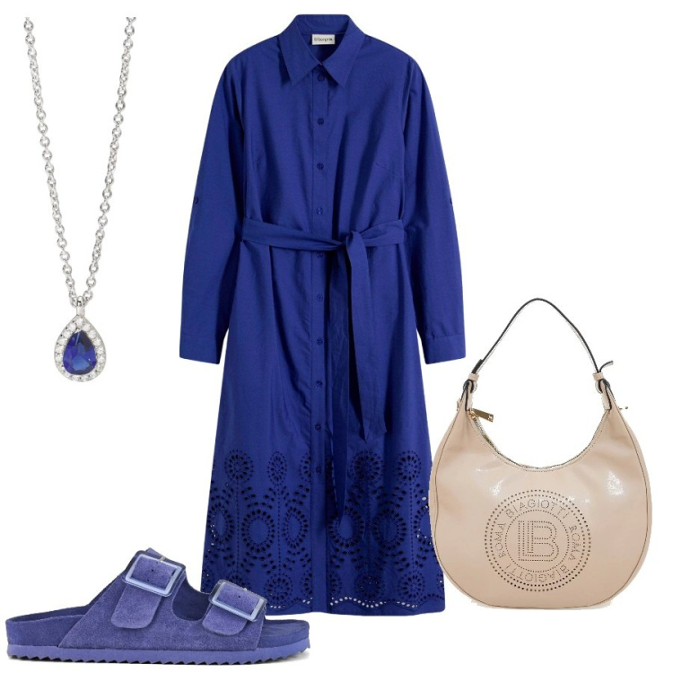 Outfit donna - Sangallo mon amour. Stile Romantica per Tutti i giorni. Abbinamento con vestiti chemisier, collane, borse a spalla, sandali.