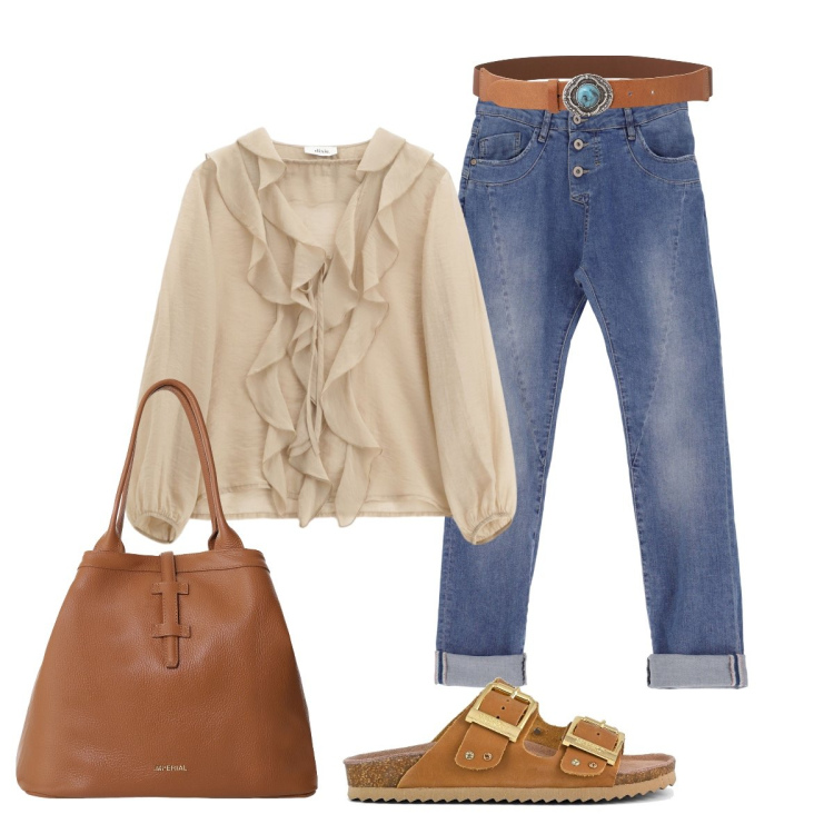 Outfit donna - Il mio stile boho. Stile Boho per Tutti i giorni. Abbinamento con borse tote, jeans slim fit, camicie, cinture, sandali.