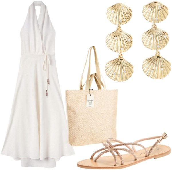 Outfit donna - Maxi dress, maxi libertà. Stile Glamour per Tutti i giorni. Abbinamento con sandali, orecchini, vestiti lunghi, borse tote.