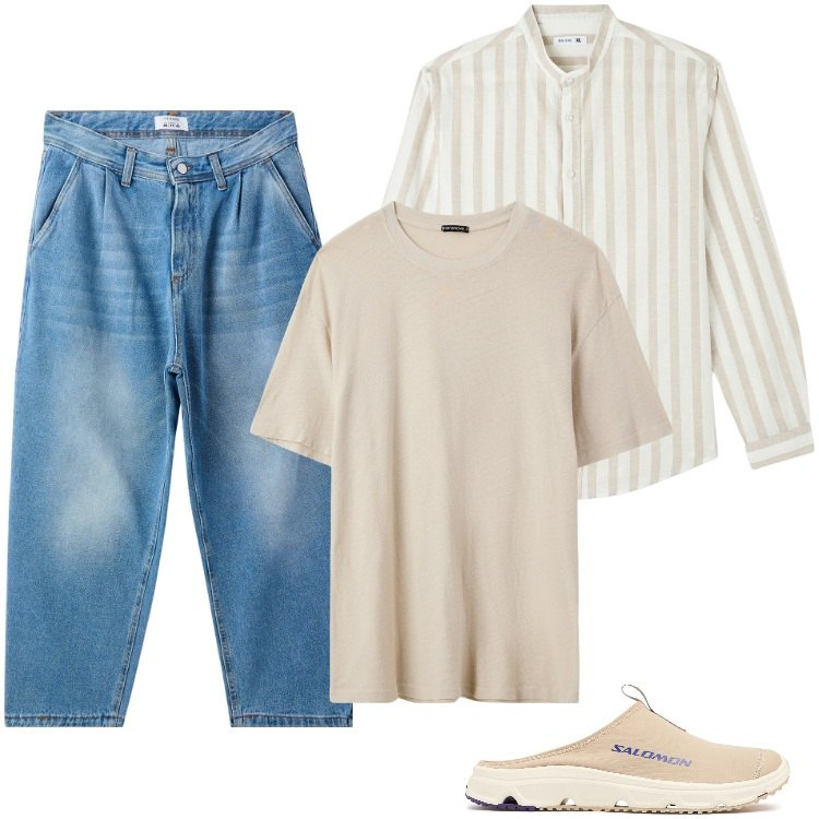 Outfit uomo - Total look #2179415. Stile Casual per Tutti i giorni. Abbinamento con camicie, t-shirt, jeans, sneakers.
