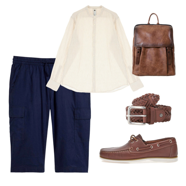 Outfit uomo - Easy look!. Stile Casual per Tutti i giorni. Abbinamento con bermuda, camicie, cinture, borse sportive, scarpe stringate.