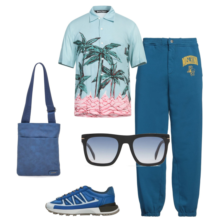 Outfit uomo - Total look #2179551. Abbinamento con pantaloni, camicie a manica corta, sneakers, portafogli, occhiali da sole.