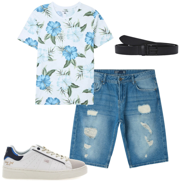 Outfit uomo - Giugno. Stile Casual per Tutti i giorni. Abbinamento con t-shirt, shorts, cinture, sneakers.