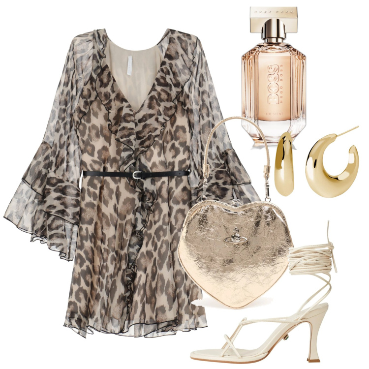 Outfit donna - Giugno soirèe. Stile Glamour per Serata fuori. Abbinamento con sandali col tacco, profumi, orecchini, vestiti corti, pochette.