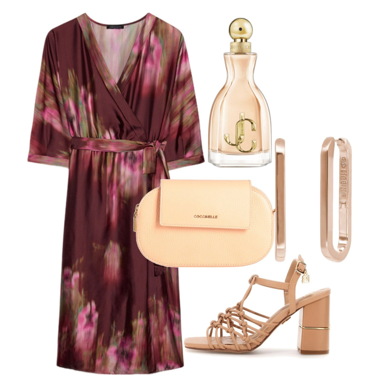 Outfit donna - Vintage di classe. Stile Vintage retrò per Serata fuori. Abbinamento con borse a mano, profumi, orecchini, sandali col tacco, vestiti midi/longuette.