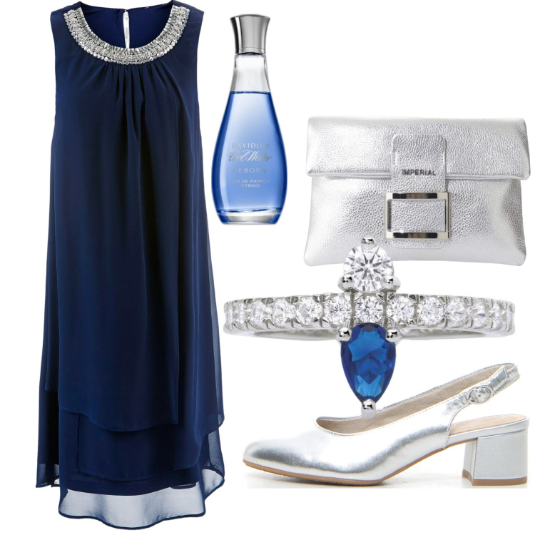 Outfit donna - Cerimonia. Stile Chic per Cerimonia. Abbinamento con vestiti, profumi, anelli, pochette, décolleté.