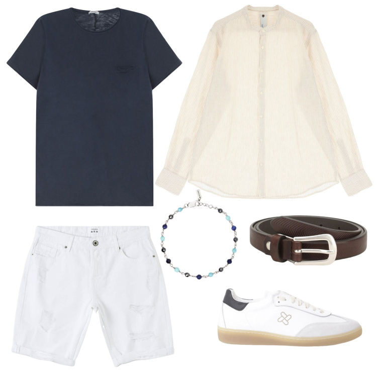 Outfit uomo - Fesh summer. Stile Casual per Tutti i giorni. Abbinamento con bermuda, braccialetti, sneakers, cinture, camicie, t-shirt.