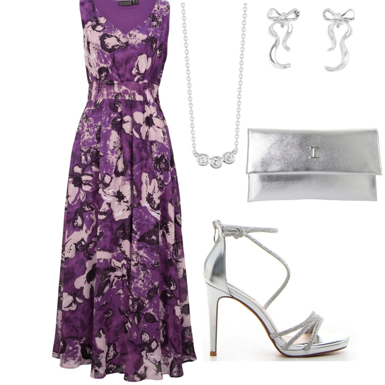 Outfit donna - Max Summer dress. per Cerimonia. Abbinamento con vestiti lunghi, orecchini, collane, pochette, sandali col tacco.