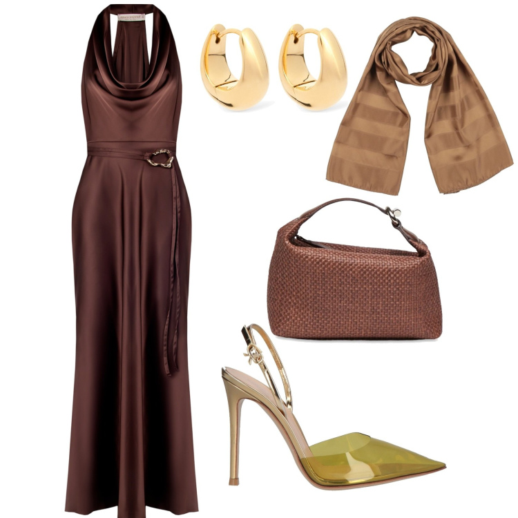 Outfit donna - Maxi Summer dress. per Cerimonia. Abbinamento con sciarpe, décolleté, vestiti lunghi, pochette, orecchini.