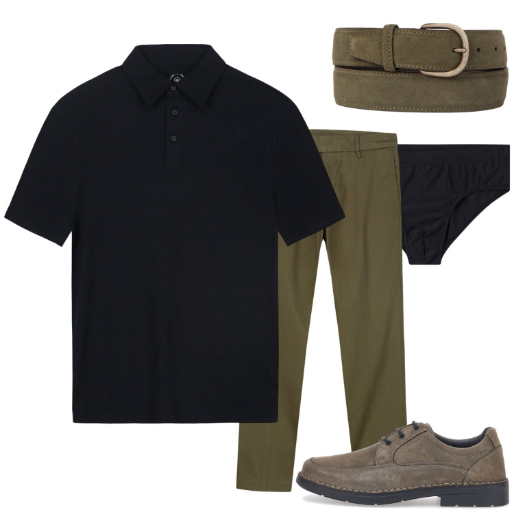 Outfit uomo - Cotone organico. Stile Casual per Tutti i giorni. Abbinamento con costumi, polo, pantaloni chino, scarpe stringate, cinture.