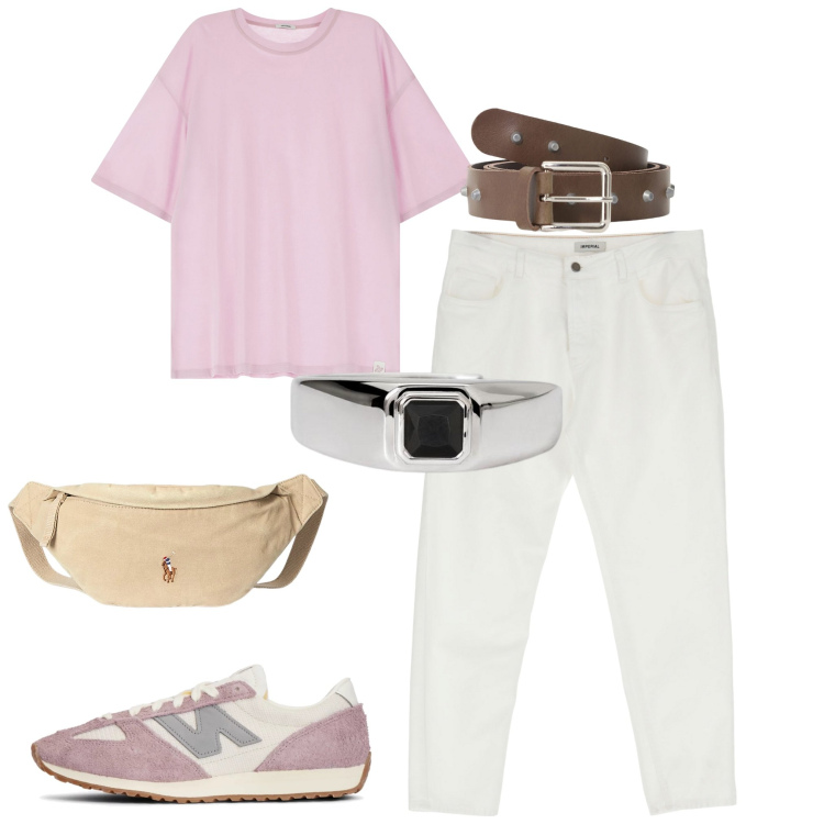 Outfit uomo - Total look #2180422. Abbinamento con anelli, sneakers, t-shirt, cinture, pantaloni, borse sportive.