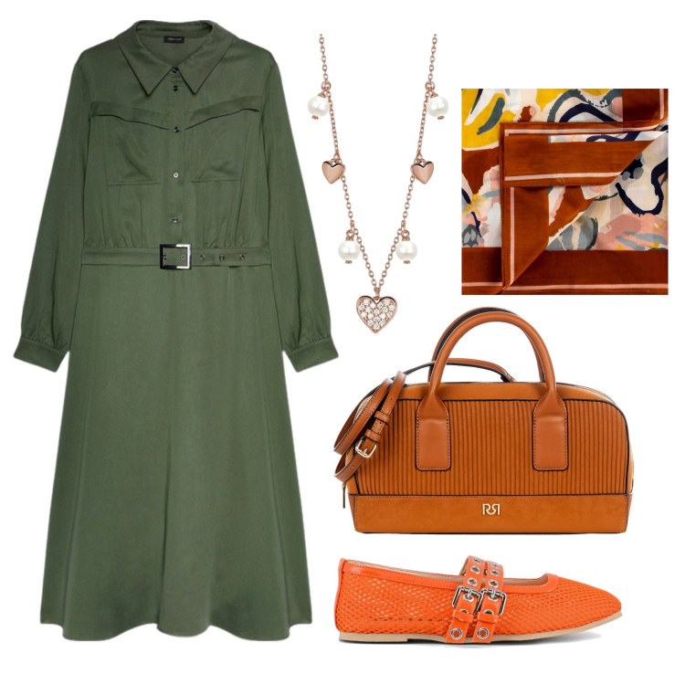 Outfit donna - Total look #2180462. Stile Casual per Tutti i giorni. Abbinamento con collane, borse a mano, foulard, vestiti lunghi, ballerine.