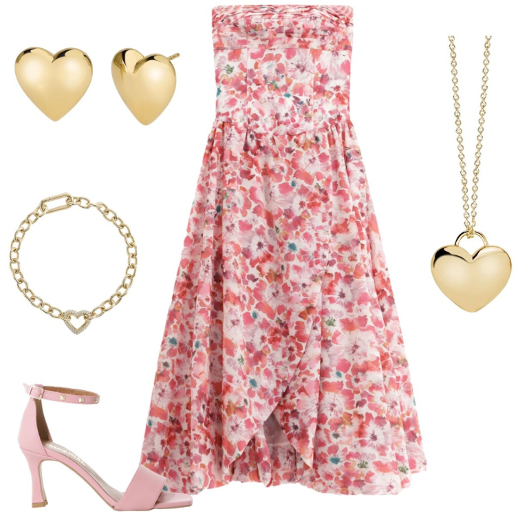 Outfit donna - Total look #2180480. Stile Romantica per Serata fuori. Abbinamento con collane, braccialetti, orecchini, sandali col tacco, vestiti lunghi.