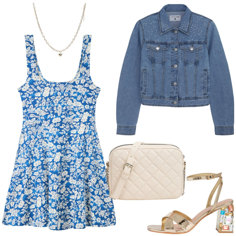 Outfit donna - Curvy chic. Stile Casual chic per Tutti i giorni. Abbinamento con vestiti corti, collane, borse a tracolla, cappotti, sandali gioiello.