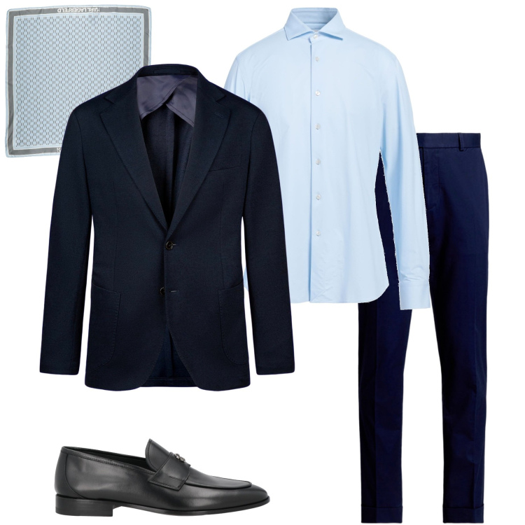 Outfit uomo - Matrimonio a giugno. Stile Business/Elegante per Cerimonia. Abbinamento con camicie, sciarpe, scarpe stringate, pantaloni chino, giacche.