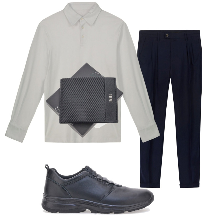 Outfit uomo - Total look #2180787. Stile Casual per Tutti i giorni. Abbinamento con polo, pantaloni, scarpe stringate, portafogli.