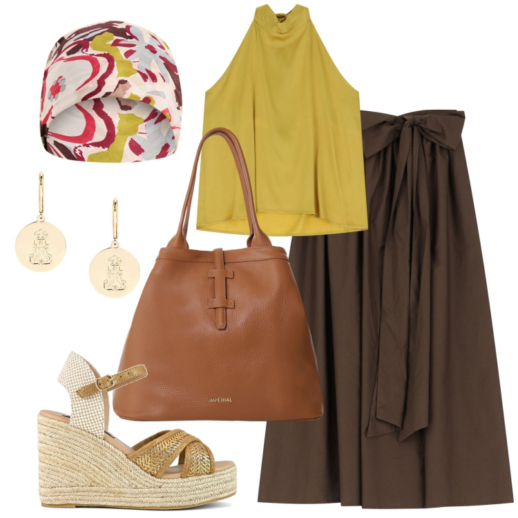 Outfit donna - Gonne lunghe e sandali @nike75. Stile Glamour per Tutti i giorni. Abbinamento con sciarpe, gonne lunghe, borse tote, top, orecchini, zeppe.
