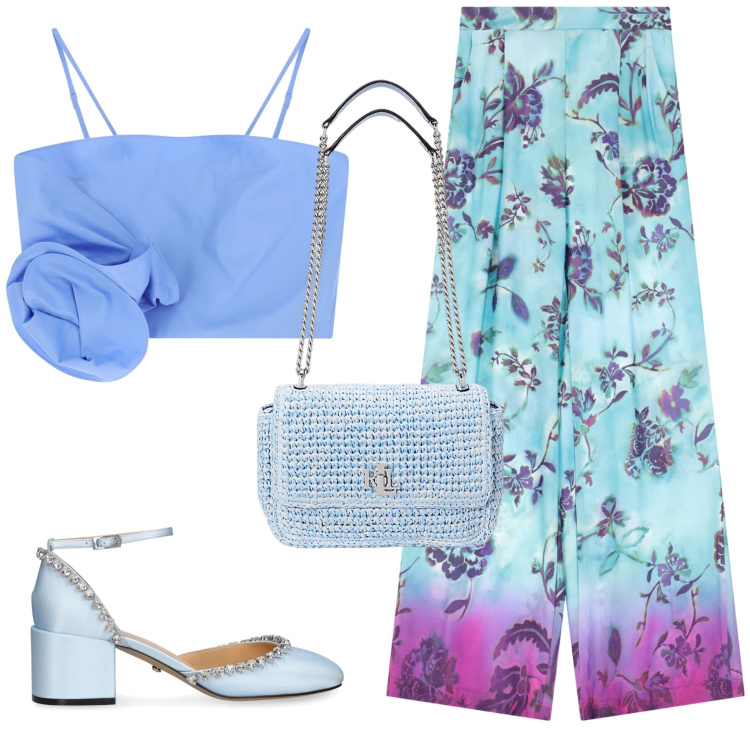 Outfit donna - Total look #2180937. Stile Chic per Tutti i giorni. Abbinamento con top, pantaloni, borse a spalla, décolleté.