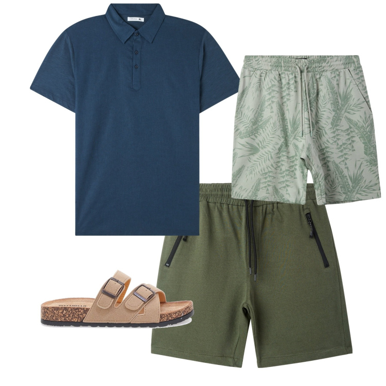 Outfit uomo - Blu oltremare. Stile Casual per Mare. Abbinamento con polo, costumi, bermuda, sandali.