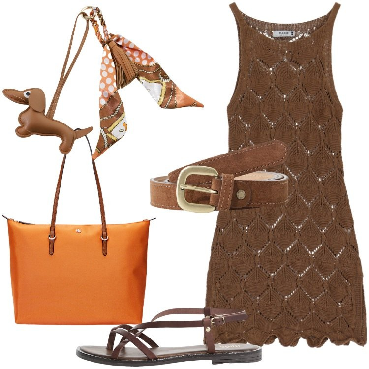 Outfit donna - Please - Drive me to the sea!. Stile Trendy per Tutti i giorni. Abbinamento con vestiti corti, portachiavi, sandali, cinture, borse tote.