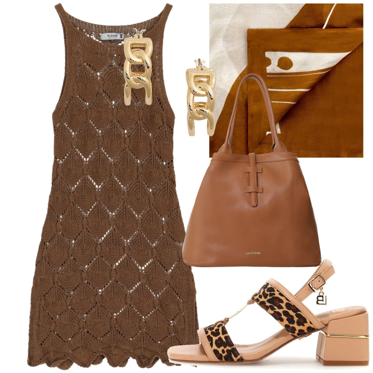 Outfit donna - Abitino crochet. Stile Chic per Tutti i giorni. Abbinamento con sciarpe, borse tote, vestiti corti, orecchini, sandali col tacco.