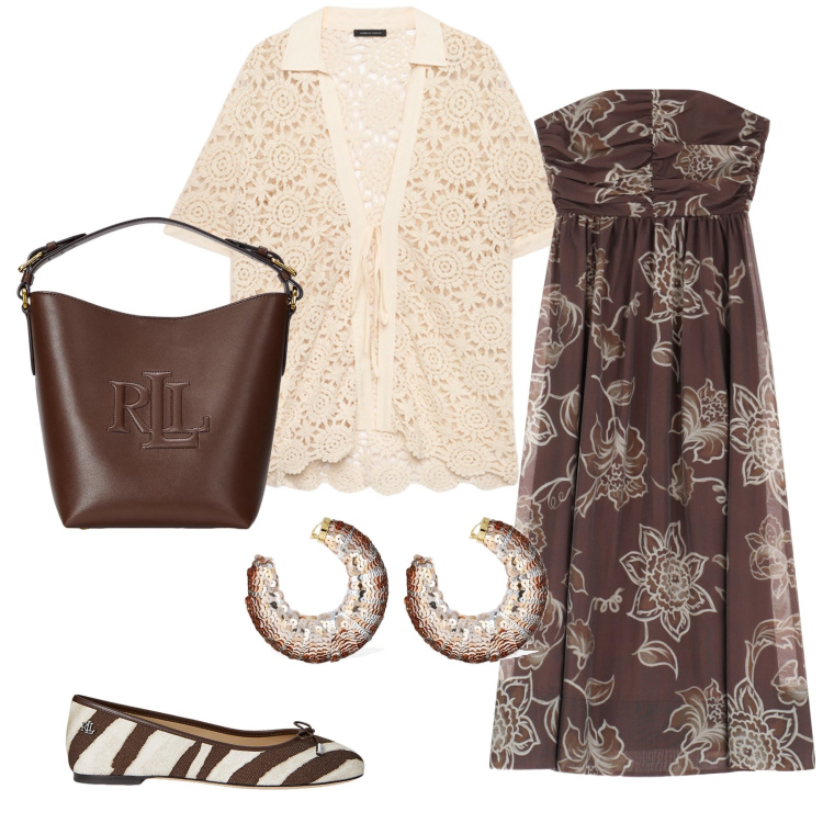 Outfit donna - Total look #2181600. Stile Boho per Tutti i giorni. Abbinamento con vestiti senza maniche, borse a secchiello, ballerine, camicie a manica corta, orecchini.