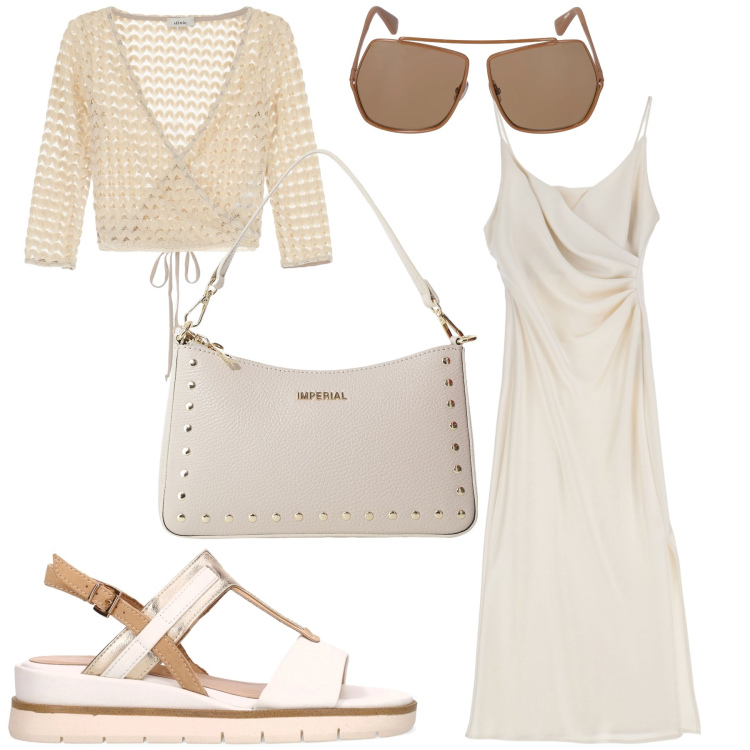 Outfit donna - Crochet per l estate. Stile Basic per Tutti i giorni. Abbinamento con vestiti midi/longuette, borse a spalla, top, sandali, occhiali da sole.