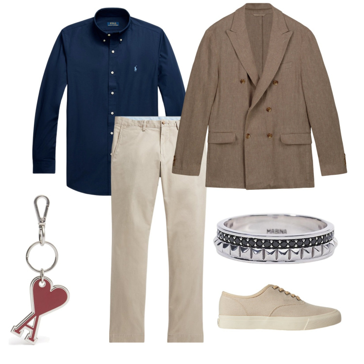 Outfit uomo - For you. per Serata speciale. Abbinamento con anelli, sneakers, pantaloni, camicie, portachiavi, giacche.