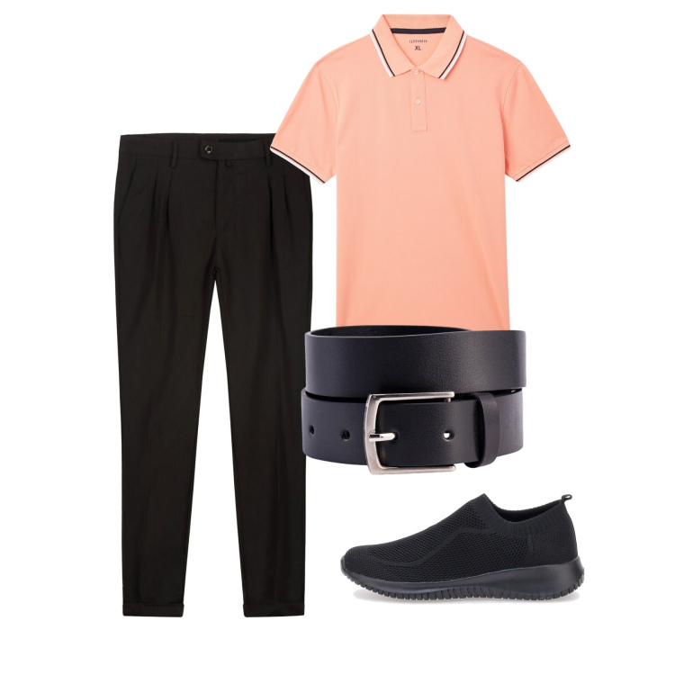 Outfit uomo - Giugno. Stile Casual per Tutti i giorni. Abbinamento con polo, pantaloni, sneakers, cinture.