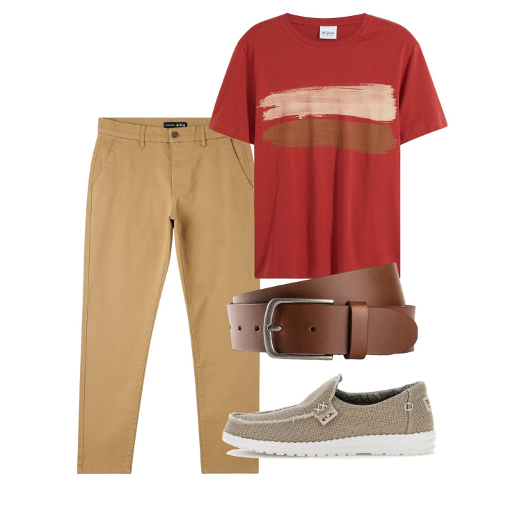 Outfit uomo - Red june. Stile Casual per Tutti i giorni. Abbinamento con t-shirt, cinture, pantaloni skinny, scarpe stringate.
