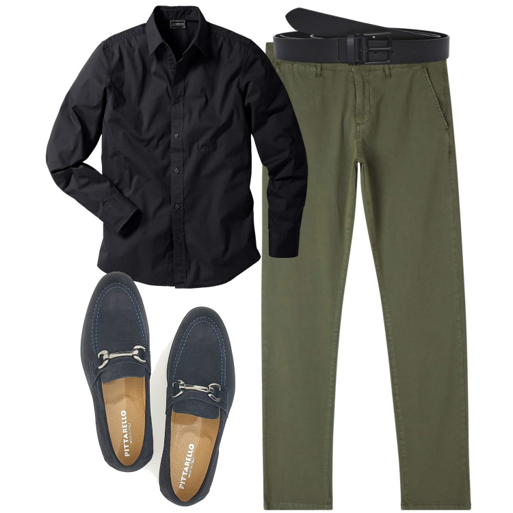 Outfit uomo - City. Stile Urban per Tutti i giorni. Abbinamento con camicie, pantaloni chino, cinture, scarpe stringate.