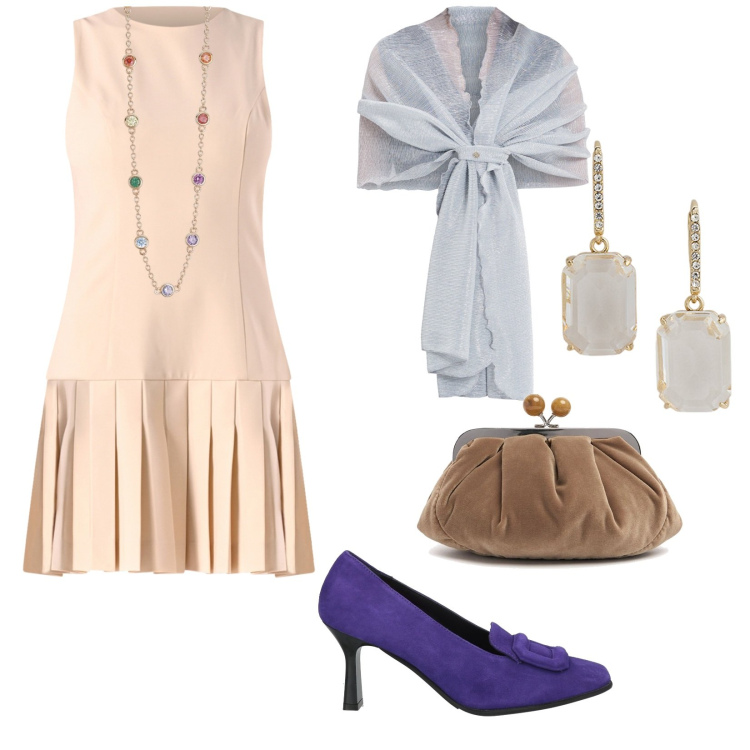 Outfit donna - Cerimonia retrò. per Cerimonia. Abbinamento con décolleté, collane, stole, vestiti corti, orecchini, pochette.