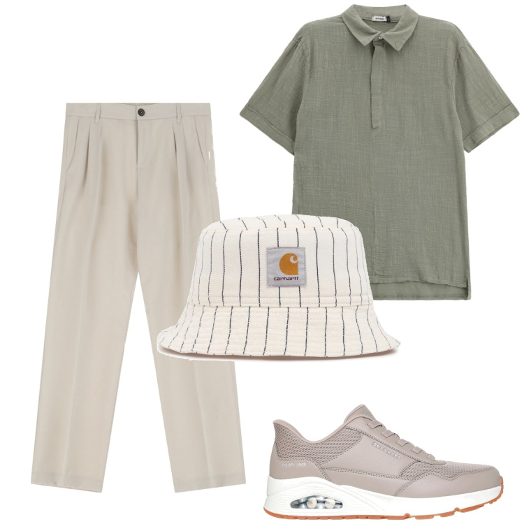 Outfit uomo - Total look #2182006. Stile Casual per Tutti i giorni. Abbinamento con pantaloni, polo, sneakers, cappelli.