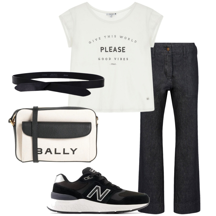 Outfit donna - Total look #2182009. Stile Urban per Tutti i giorni. Abbinamento con borse a tracolla, sneakers, t-shirt, cinture, pantaloni.
