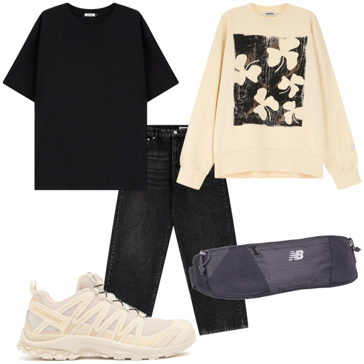 Outfit uomo - Total look #2182101. Stile Urban per Tutti i giorni. Abbinamento con cinture, t-shirt, felpe, jeans dritti, sneakers.