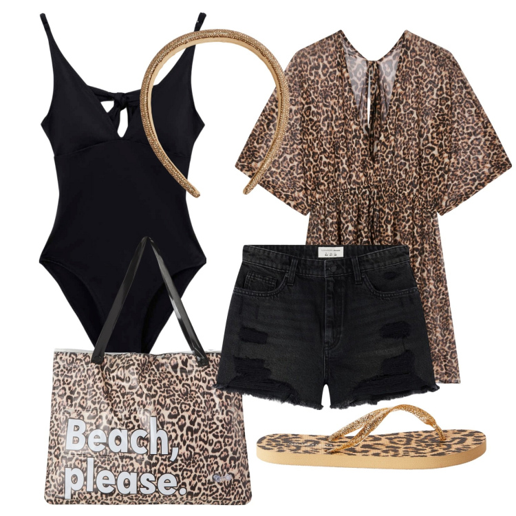 Outfit donna - Mare animalier. Stile Sexy per Mare. Abbinamento con vestiti da spiaggia, shorts, borse tote, costumi interi, infradito, cerchietti.