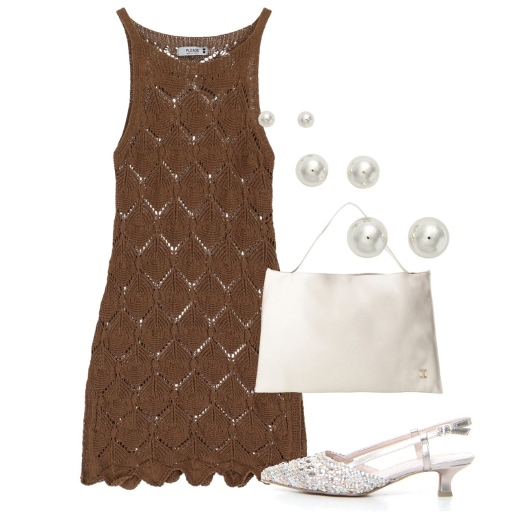 Outfit donna - Please - Drive me to the sea!. Stile Chic per Serata fuori. Abbinamento con vestiti corti, borse a spalla, orecchini, sandali col tacco.