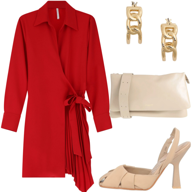 Outfit donna - Total look #2182582. Stile Casual chic per Tutti i giorni. Abbinamento con décolleté, borse a tracolla, vestiti corti, orecchini.