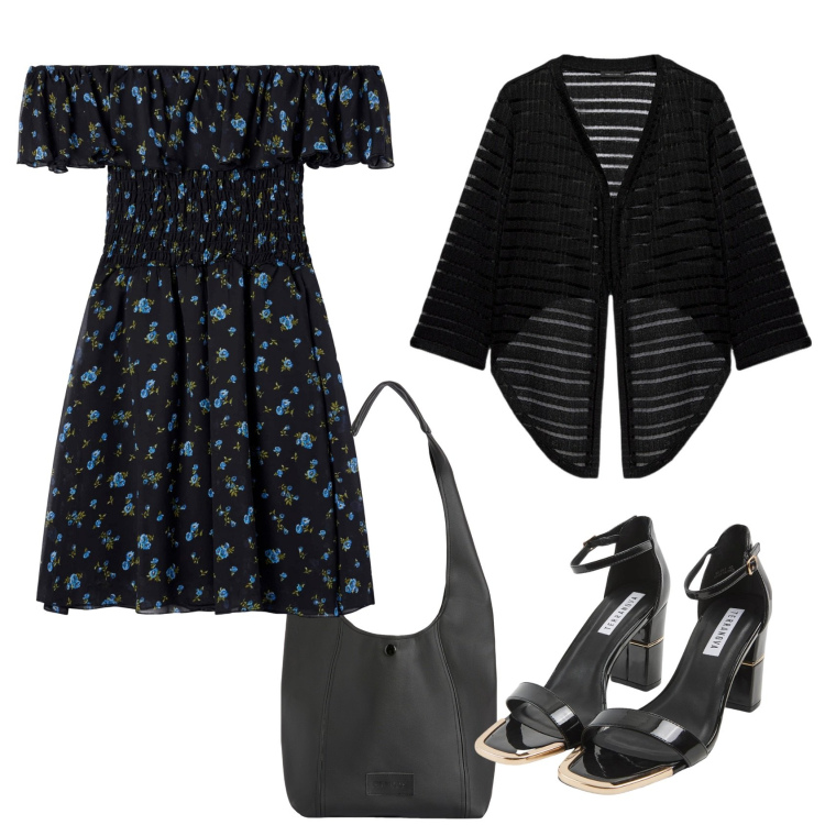 Outfit donna - Total look #2182668. Stile Casual chic per Tutti i giorni. Abbinamento con vestiti corti, sabot, borse a spalla, bolero.