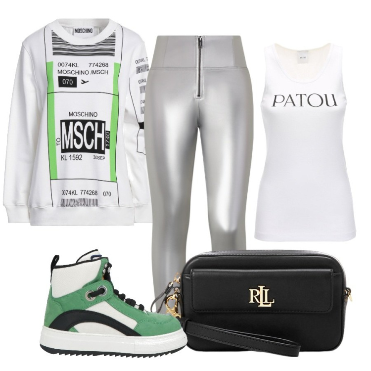Outfit donna - Non solo gym. Stile Sporty chic per Tutti i giorni. Abbinamento con felpe, sneakers alte, pantaloni skinny, pochette, canottiere.