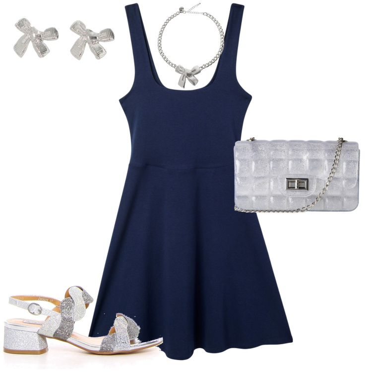 Outfit donna - Total look #2182774. Stile Minimal per Serata fuori. Abbinamento con borse a tracolla, vestiti, collane, orecchini, sandali col tacco.