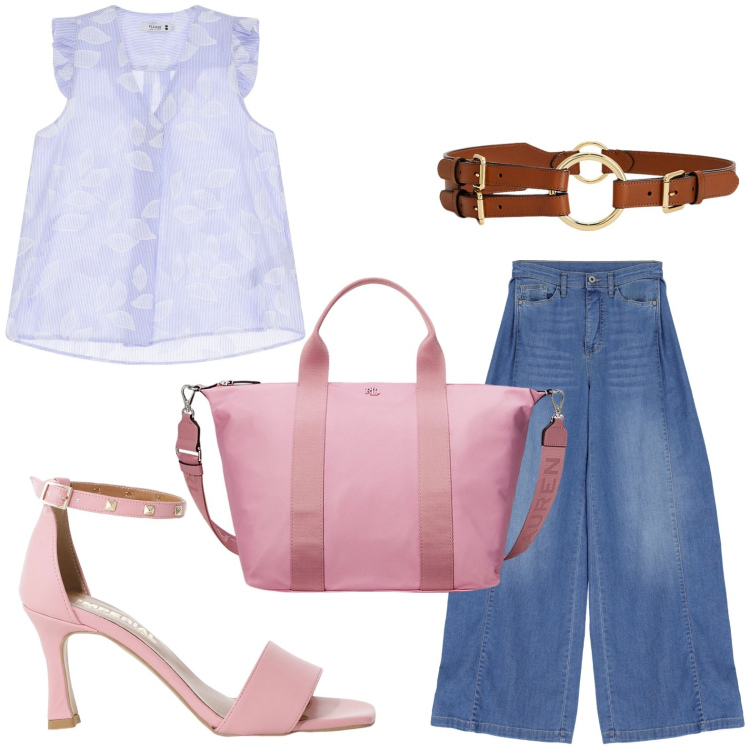 Outfit donna - Please - Drive me to the sea!. Stile Minimal per Tutti i giorni. Abbinamento con jeans, canottiere, sandali col tacco, cinture, borse tote.